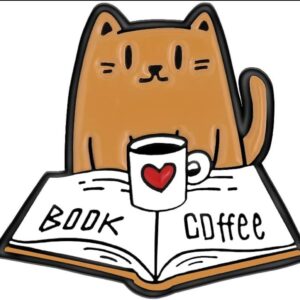 Cat loves Books and Coffee Enamel Pin