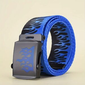 Blue Flames Canvas Belt
