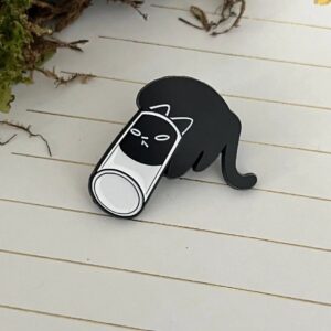 Black Cat in a Glass Enamel Pin