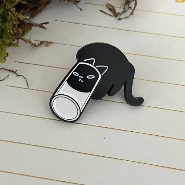 Black Cat in a Glass Enamel Pin