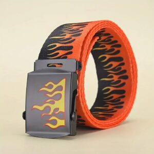 Orange Flames Canvas Belt