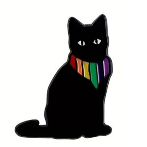Black Cat Pride Scarf Enamel Pin