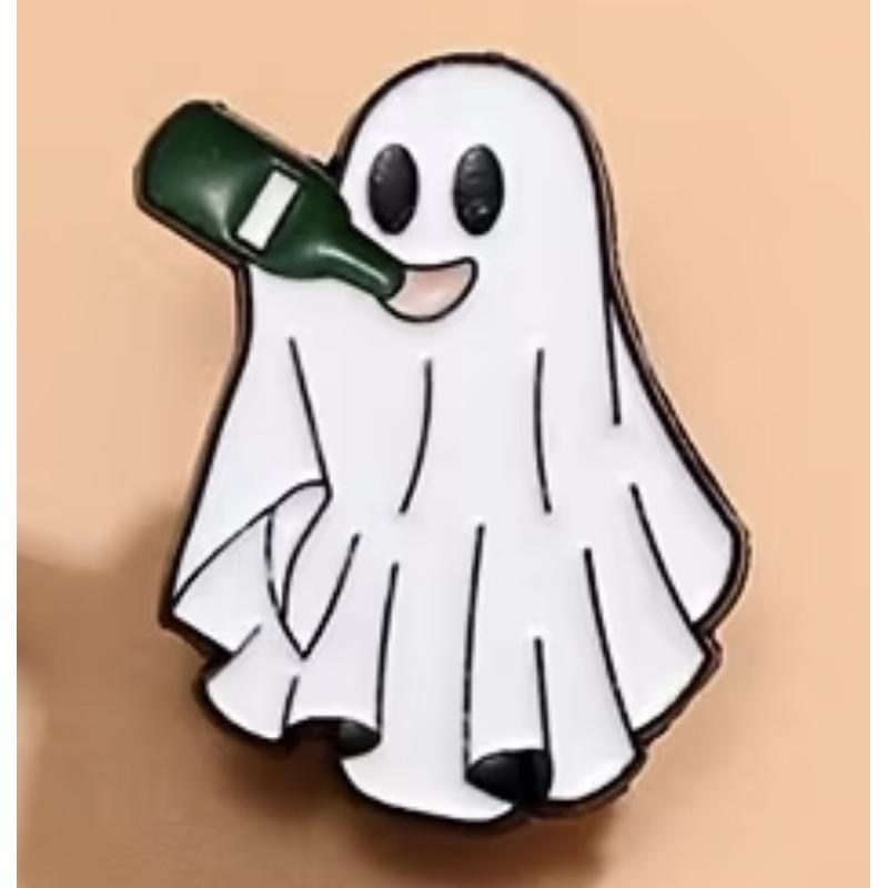 Ghost With Bottle Enamel Pin