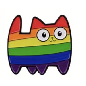 Rainbow Striped Cat Enamel Pin